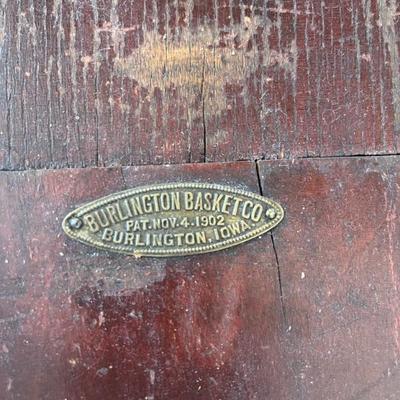 antique Burning Basket Co split top picnic basket with a tin lining, it's a cooler too