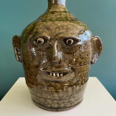 Grotesque face jug by Reggie Meaders, folk art, folk art pottery