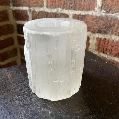 selenite candle holders