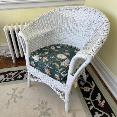 1920s Heywood-Wakefield wicker chairs, settees and tables, green and white