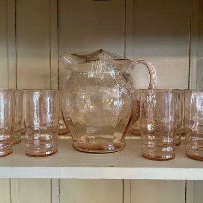 Lots of Depression glass in uranium  green and pink, Fenton, Tiffin, and more