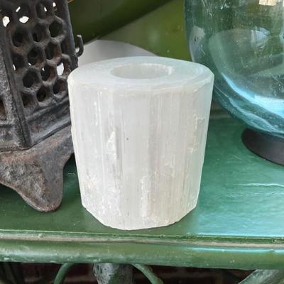 selenite candle holders
