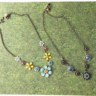 Two Liz Palacios Enamel & Swarovski Crystal Necklaces