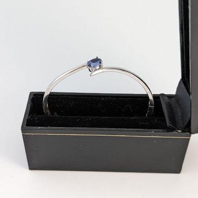 Stephanie Kofmehl Sterling Silver & Blue Crystal Hinged Bracelet