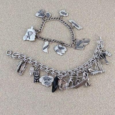 Lot of Two Sterling Silver Hawaii Charm Bracelets