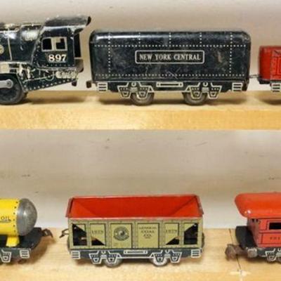 1158	MARX O GAUGE TRAIN, LOCOMOTIVE WITH 5 CARS
