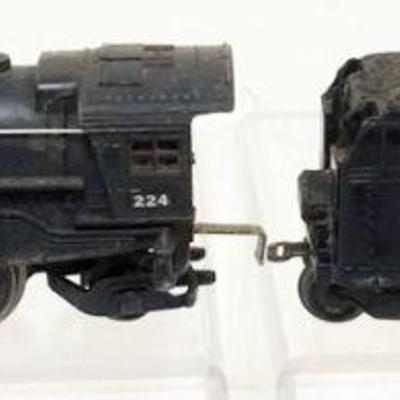1122	LIONEL TRAIN O GAUGE #224 LOCOMOTIVE WITH #2224W TENDER
