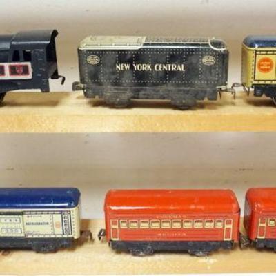 1159	MARX O GAUGE TRAIN, LOCOMOTIVE WITH 4 CARS

