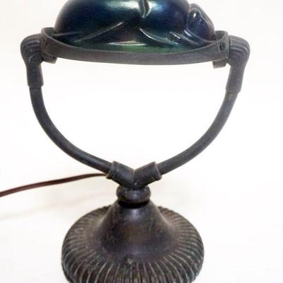 1265	CONTEMPORARY TABLE LAMP WITH ART GLASS BEATLE SHADE, APPROXIMATELY 9 IN H
