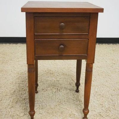 1124	PRIMITIVE CHERRY 2 DRAWER STAND, APPROXIMATELY 18 IN SQ X 30 IN HIGH
