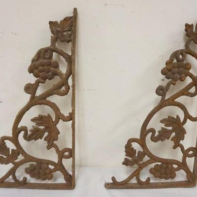 1204	ORNATE VICTORIAN CAST METAL GRAPE CLUSTER SHELF BRACKETS, APPROXIMATELY 16 IN X 8 1/2 IN H

