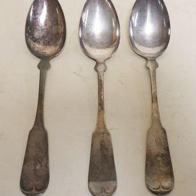 1212	3 ANTIQUE COIN SILVER SPOONS, 4.4 TOZ
