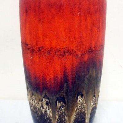 1268	GERMAN SCHEURICH ART POTTERY DRIP GLAZE VASE, APPROXIMATELY 15 1/2 IN H

