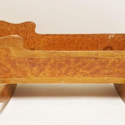 1151	ANTIQUE GRAIN PAINTED CHILDS DOLL CRADLE W/FINGER PAINTED SIGNATURE & DATE DEC 3 1903, APPROXIMATELY 26 IN X 17 IN X 13 IN HIGH
