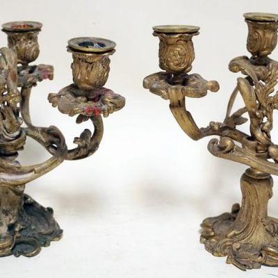 1196	ORNATE VICTORIAN BRASS CANDELOBRAS, EACH APPROXIMATELY 8 IN H
