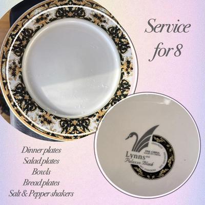 Lynns Palazzo Black set for 8 including serving platter