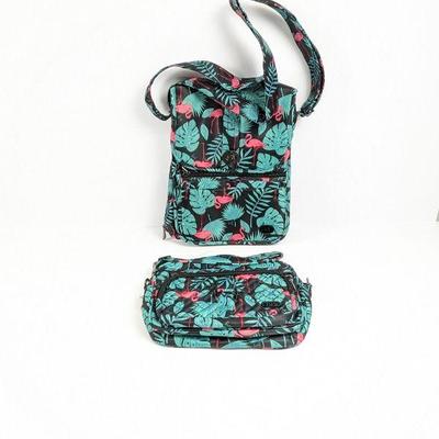 Lug Flamingo Black Moped Crossbody & Carousel Convertible Crossbody Hip Pouch New With Tags