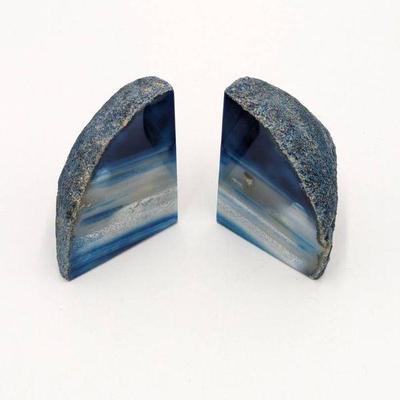 Blue Agate Bookends - 4" high