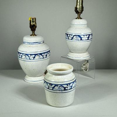 (3PC) POTTING SHED DEDHAM RABBIT POTTERY | Potting Shed Pottery, Concord MA, 1977-2014 authorized reproductions of Dedham Pottery. Marks...