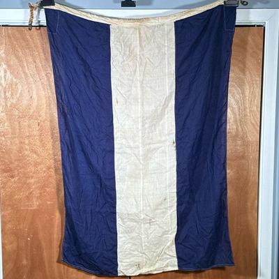 (1PC) VINTAGE NAVAL SIGNAL FLAG JULIET | Vintage linen Signal Flag meaning "Juliet" or "J"