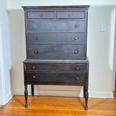 VINTAGE HIGH BOY | Having Double Drawers Over Three Full With Drawers, The Lower Section With Two Full Width Drawers. Makers Label on...