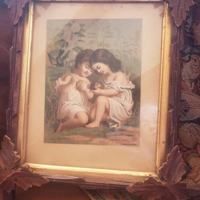 1870 Chromolithograph
"Girls with Birds"
