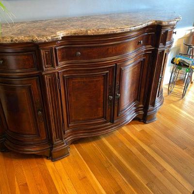 74" by 22" wide by 40" tall with marble top