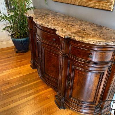 74" by 22" wide by 40" tall with marble top