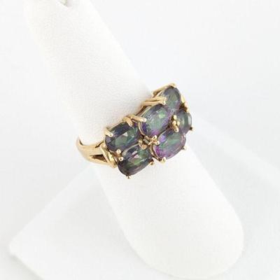Jam Creations 10K Yellow Gold Mystic Topaz Ring