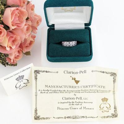 Grace Kelly Collection -18K White Gold Plated Scandinavian Wedding Ring 