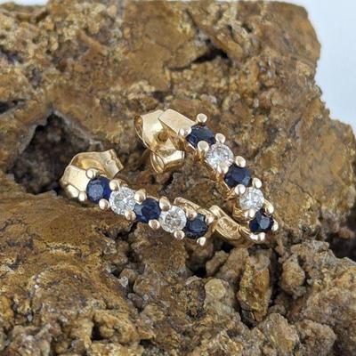 Clyde Duneier 14K Yellow Gold, Sapphire & Diamond Earrings