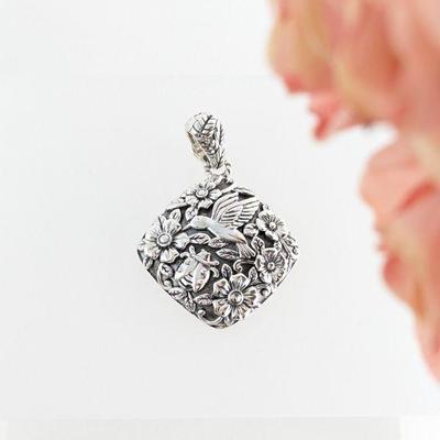 JAi by John Hardy Sterling Silver Carved Hummingbird Garden Party Pendant