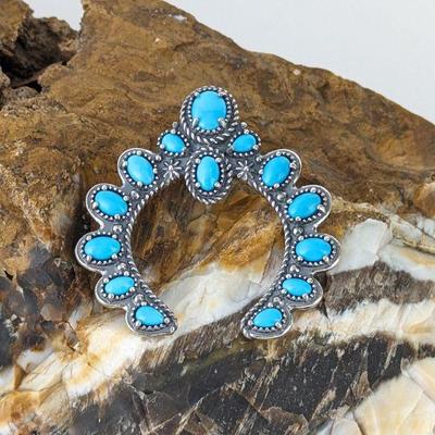 American West by Relios Inc. Carolyn Pollack Sterling Silver Sleeping Beauty Naja Design Turquoise Pendant Enhancer