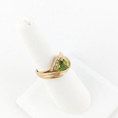 Jam Creations 10K Yellow Gold Diamond & Peridot Ring