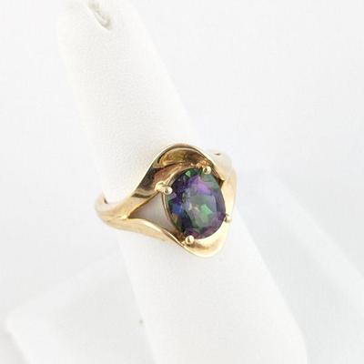 Jam Creations 10K Yellow Gold Mystic Topaz Ring