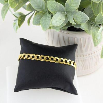 10K Yellow Gold Cuban Link Chain Bracelet