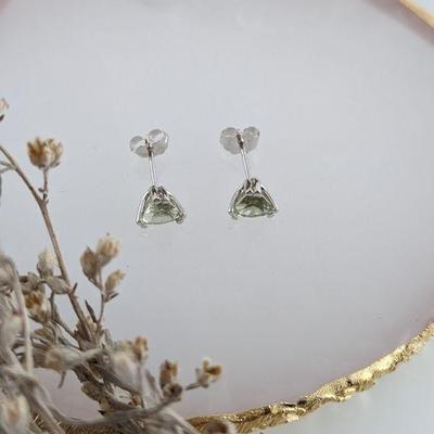 14K White Gold & Green Mint Tourmaline Stud Earrings