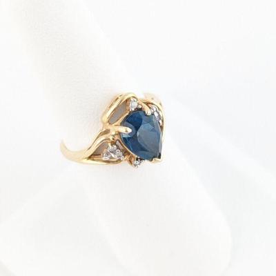 14K Yellow Gold Diamond & Indicalite Ring