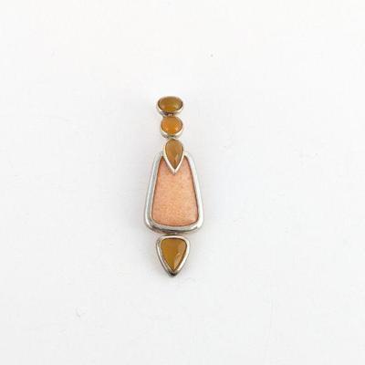 Sterling Silver Amber & Peach Aventurine Pendant