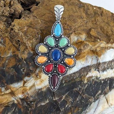 American West by Relios Inc. Carolyn Pollack Sterling Silver Rainbow Gemstone Enhancer