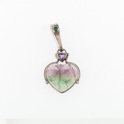 Sajen Sterling Silver Bicolor Tourmaline, Amethyst & Emerald Pendant