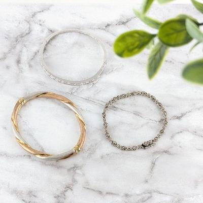 Lot of 3 Sterling Silver Bangles/Bracelets