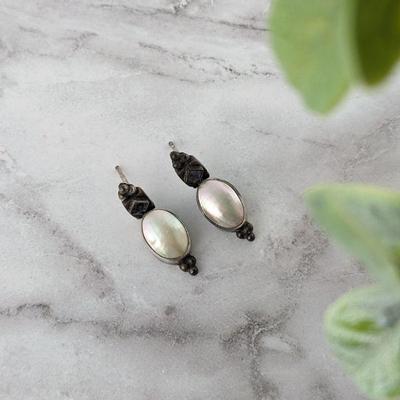 Sajen Sterling Silver Mother of Pearl & Iolite Earrings