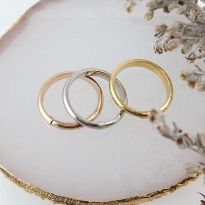 14K White, Yellow & Rose Gold Three Band Stacking Rings