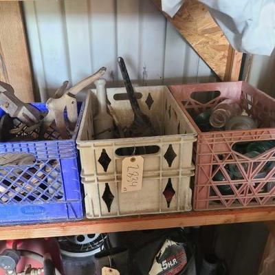 #2834 â€¢ Glass Insulators, Ear Notching Tools, Sickle Sharpener
