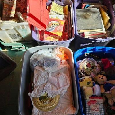 #1974 â€¢ 6 Totes of Vintage Books, Magazines, and Collectables
