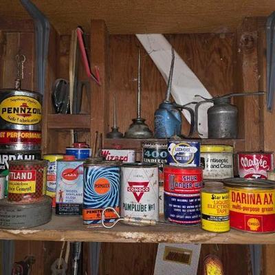 #2032 â€¢ Oil Cans and Metal Funnels
