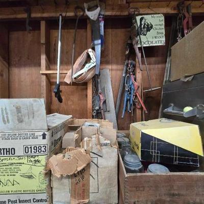 #2428 â€¢ Mason Jars with Lids, Binders, Metal Sign
