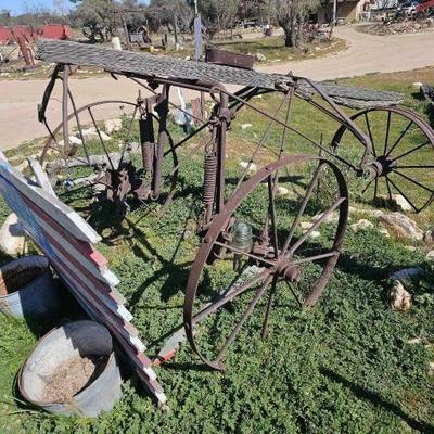 #1234 â€¢ Antique Implement with Wooden American Flag

