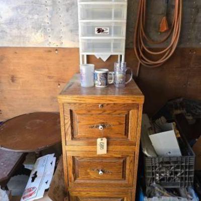 #4010 â€¢ Wooden File Cabinet Plastic Organizer Cups
